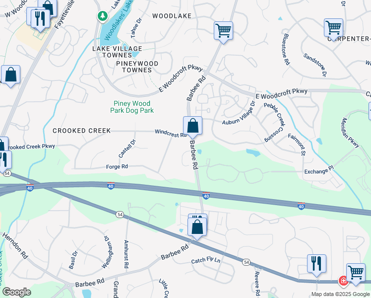 map of restaurants, bars, coffee shops, grocery stores, and more near 6200 Barbee Road in Durham