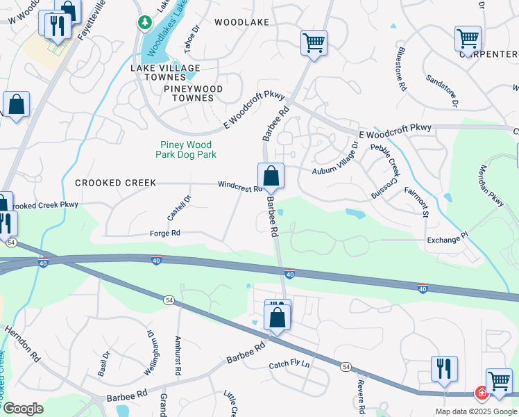 map of restaurants, bars, coffee shops, grocery stores, and more near 6200 Barbee Road in Durham