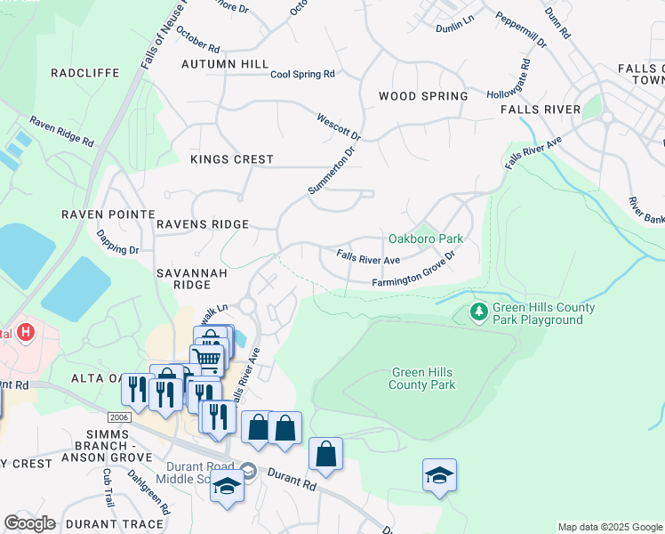 map of restaurants, bars, coffee shops, grocery stores, and more near 1521 Farmington Grove Drive in Raleigh