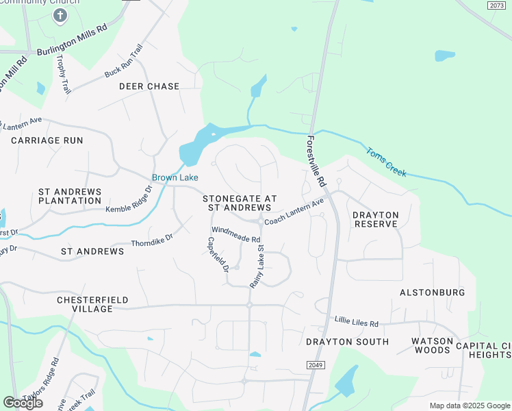 map of restaurants, bars, coffee shops, grocery stores, and more near 2236 Rainy Lake Street in Wake Forest