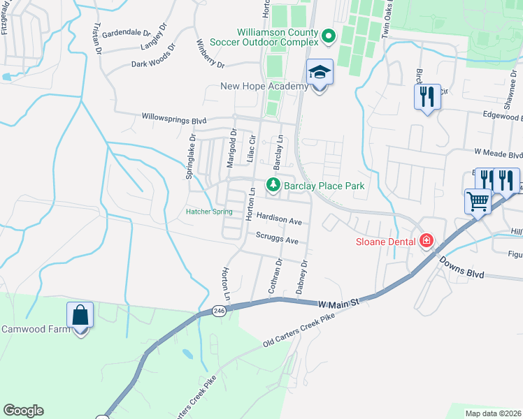 map of restaurants, bars, coffee shops, grocery stores, and more near 207 Hardison Avenue in Franklin
