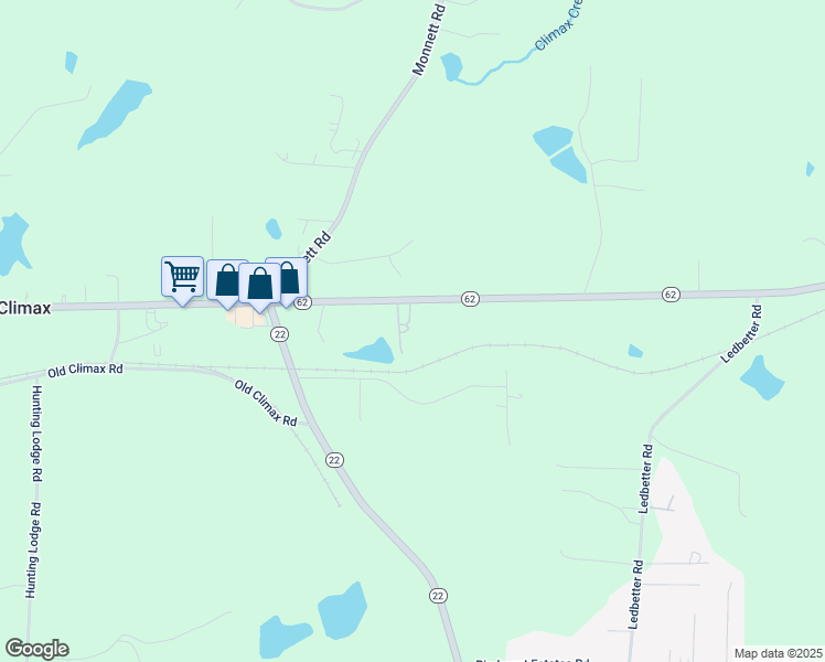 map of restaurants, bars, coffee shops, grocery stores, and more near 1434 North Carolina 62 in Climax