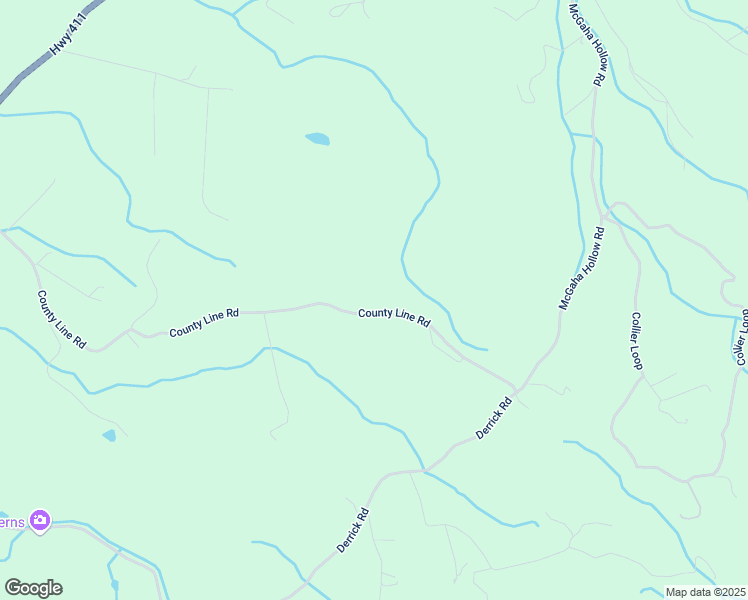 map of restaurants, bars, coffee shops, grocery stores, and more near 516 County Line Road in Dandridge