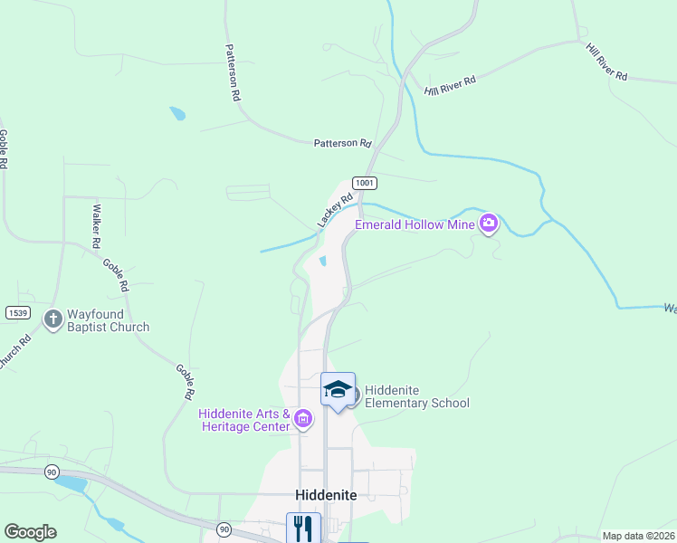 map of restaurants, bars, coffee shops, grocery stores, and more near 837 Sulphur Springs Road in Hiddenite