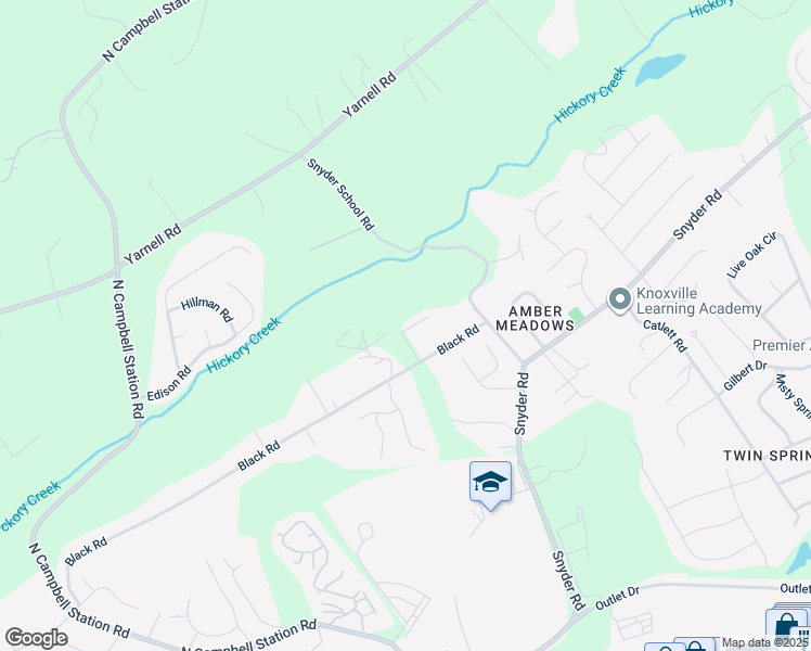 map of restaurants, bars, coffee shops, grocery stores, and more near 11641 Black Road in Knoxville