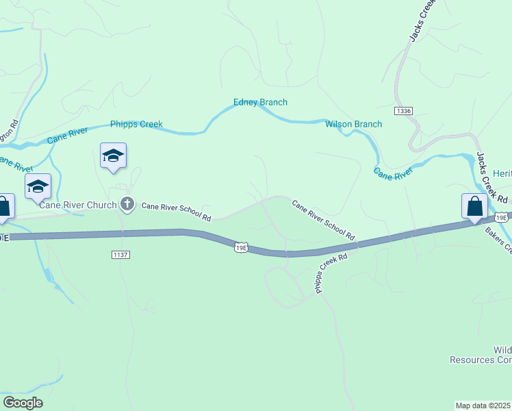 map of restaurants, bars, coffee shops, grocery stores, and more near 418 Cane River School Road in Burnsville