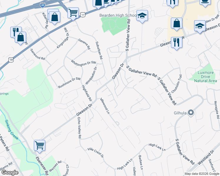 map of restaurants, bars, coffee shops, grocery stores, and more near 407 Dublin Drive in Knoxville