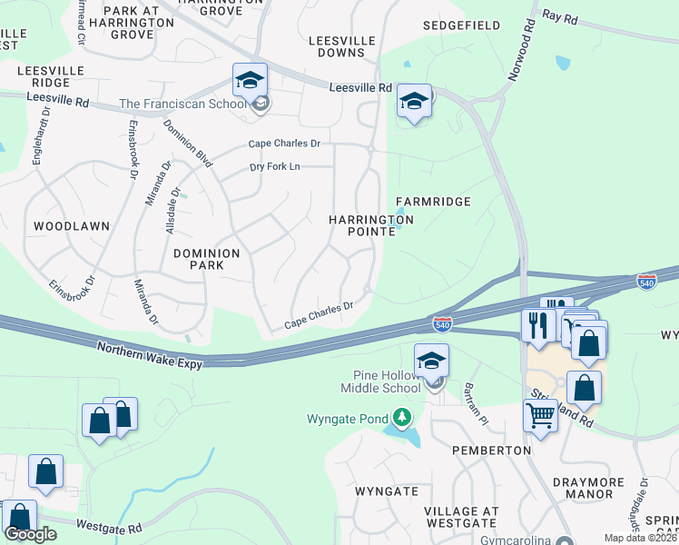map of restaurants, bars, coffee shops, grocery stores, and more near 7604 Cagle Drive in Raleigh