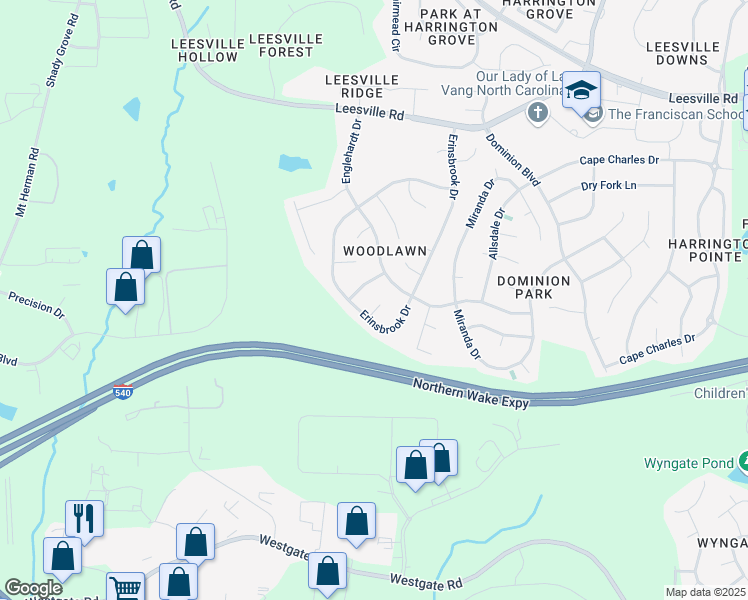 map of restaurants, bars, coffee shops, grocery stores, and more near 9309 Copernicus Court in Raleigh