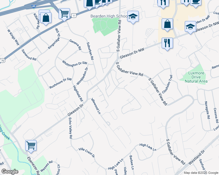 map of restaurants, bars, coffee shops, grocery stores, and more near 458 Berlin Drive in Knoxville