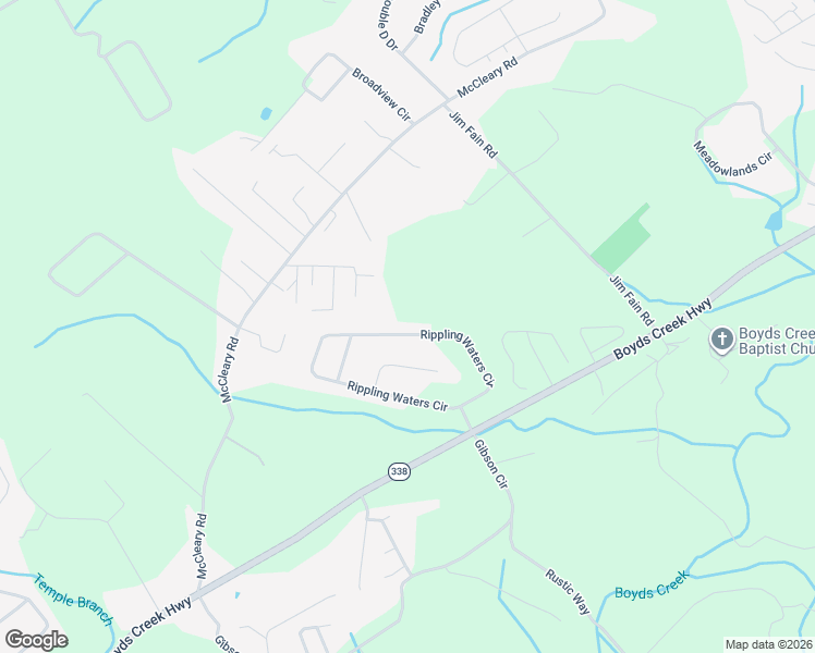 map of restaurants, bars, coffee shops, grocery stores, and more near 1326 Rippling Waters Circle in Sevierville