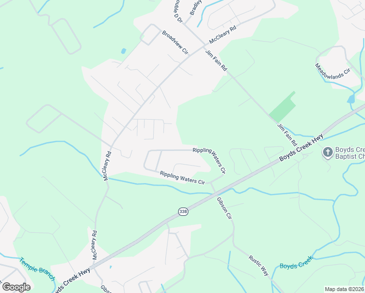 map of restaurants, bars, coffee shops, grocery stores, and more near 1326 Rippling Waters Circle in Sevierville