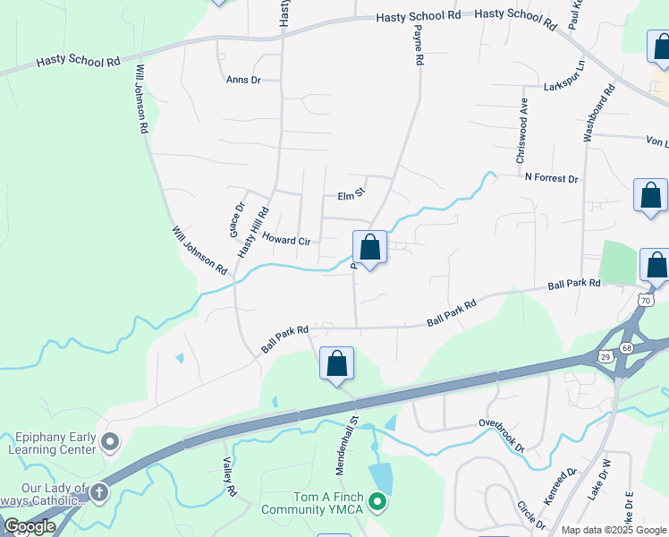 map of restaurants, bars, coffee shops, grocery stores, and more near 104 Ashe Court in Thomasville