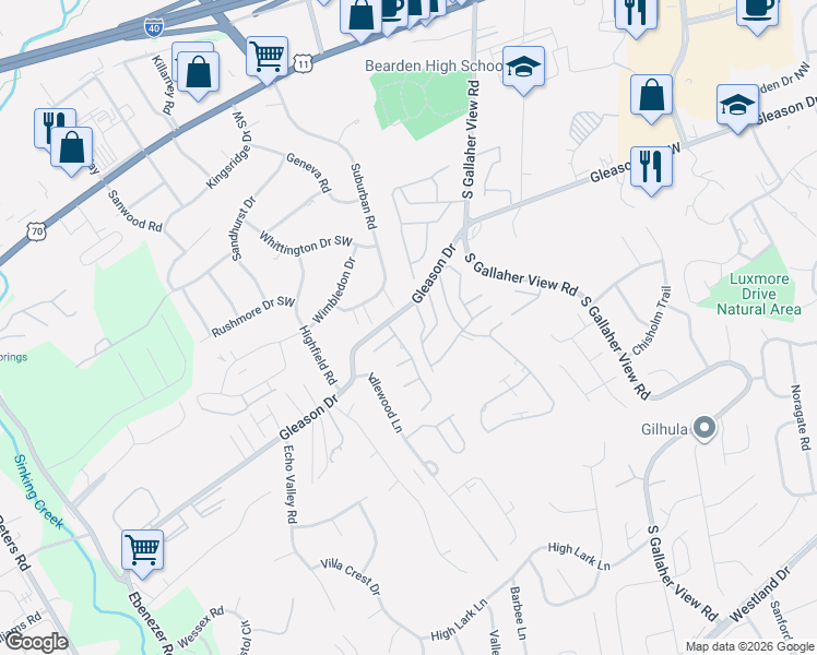 map of restaurants, bars, coffee shops, grocery stores, and more near 407 Dublin Drive in Knoxville