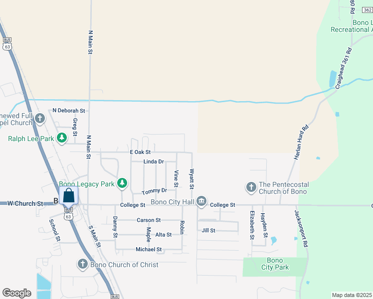 map of restaurants, bars, coffee shops, grocery stores, and more near 100-202 Ford Street in Bono