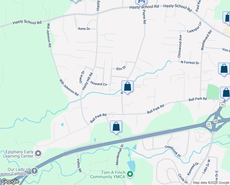 map of restaurants, bars, coffee shops, grocery stores, and more near 104 Ashe Court in Thomasville