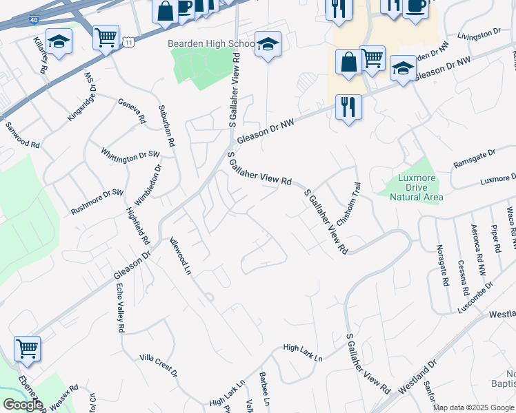 map of restaurants, bars, coffee shops, grocery stores, and more near 8432 Woodbend Trail in Knoxville