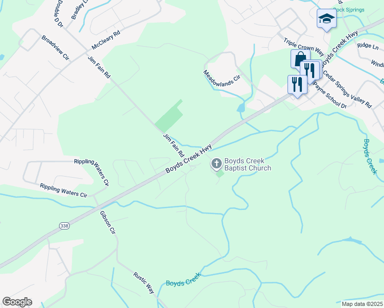 map of restaurants, bars, coffee shops, grocery stores, and more near 2310 Boyds Creek Highway in Sevierville
