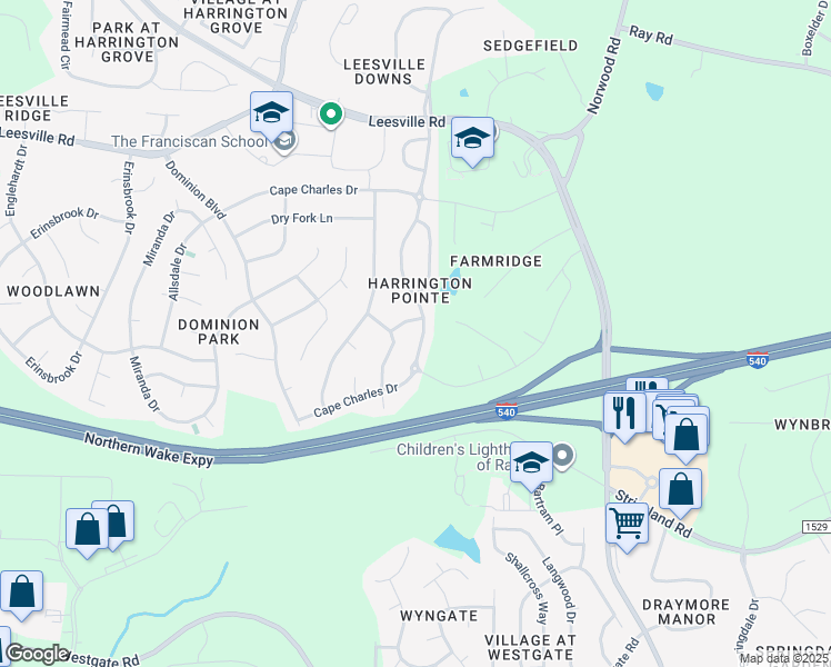 map of restaurants, bars, coffee shops, grocery stores, and more near 7604 Cagle Drive in Raleigh