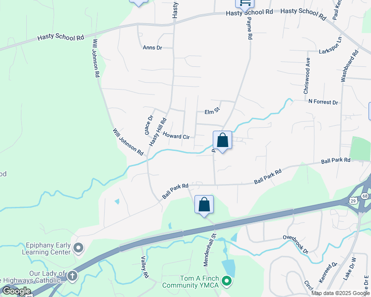 map of restaurants, bars, coffee shops, grocery stores, and more near 7 Hidden Hills Drive in Thomasville