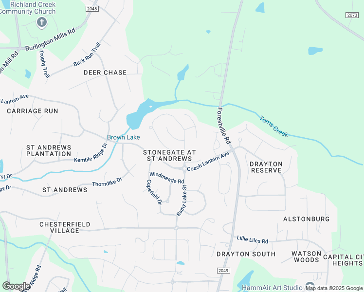 map of restaurants, bars, coffee shops, grocery stores, and more near 2220 Rainy Lake Street in Wake Forest