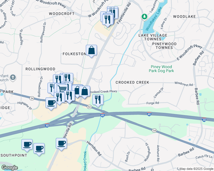 map of restaurants, bars, coffee shops, grocery stores, and more near 700 Laurel Springs Drive in Durham