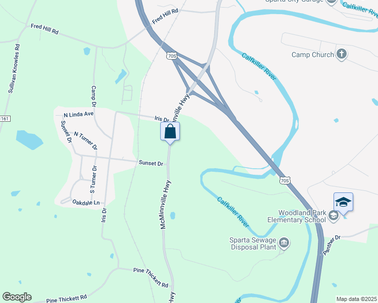 map of restaurants, bars, coffee shops, grocery stores, and more near 627 McMinnville Highway in Sparta