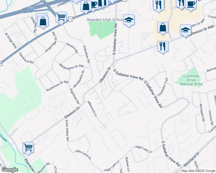 map of restaurants, bars, coffee shops, grocery stores, and more near 458 Berlin Drive in Knoxville