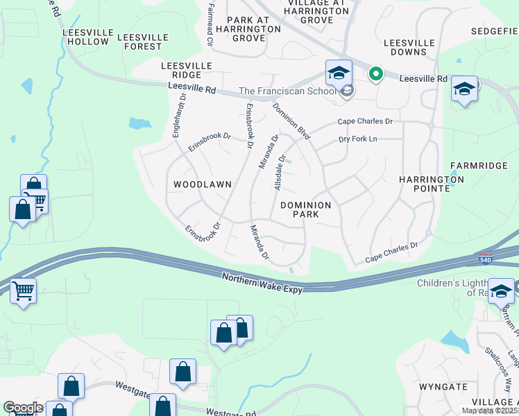 map of restaurants, bars, coffee shops, grocery stores, and more near 5909 Allsdale Drive in Raleigh