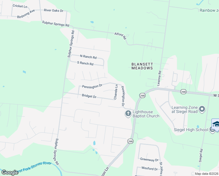 map of restaurants, bars, coffee shops, grocery stores, and more near 1710 Claire Court in Murfreesboro