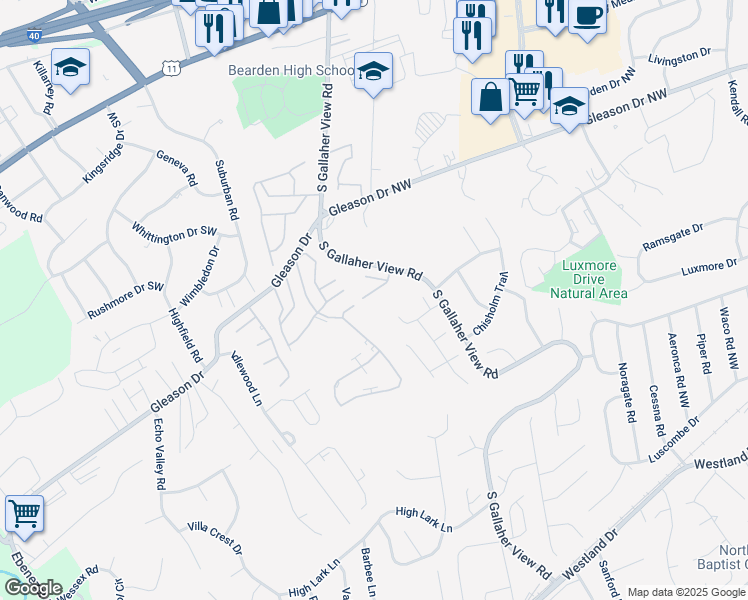 map of restaurants, bars, coffee shops, grocery stores, and more near 8432 Woodbend Trail in Knoxville