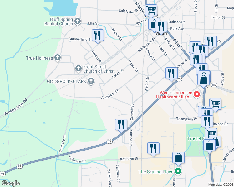 map of restaurants, bars, coffee shops, grocery stores, and more near 4020 Anderson Street in Milan