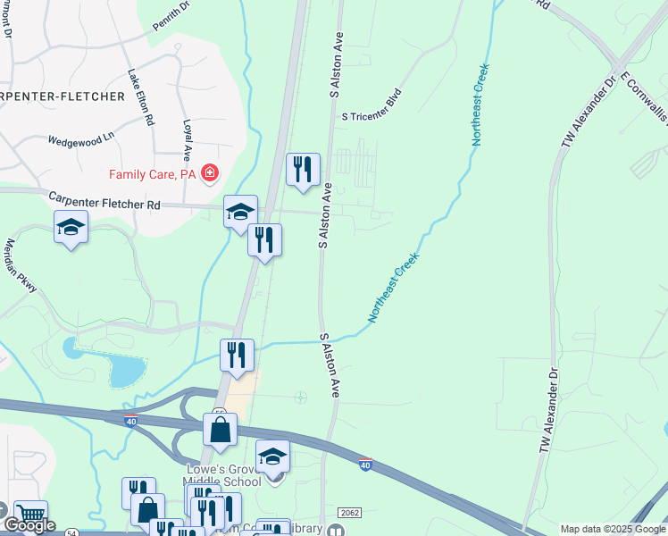 map of restaurants, bars, coffee shops, grocery stores, and more near 4305 South Alston Avenue in Durham