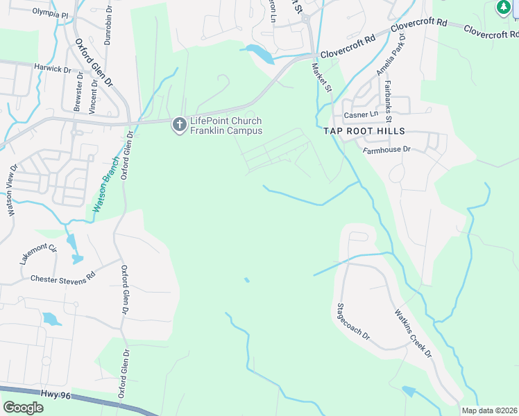 map of restaurants, bars, coffee shops, grocery stores, and more near 4101 Clovercroft Road in Franklin