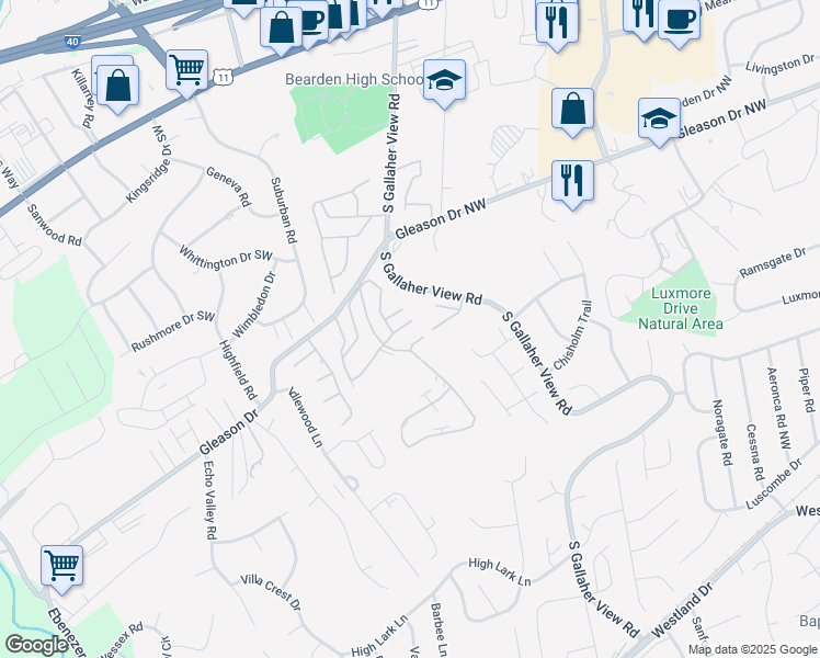 map of restaurants, bars, coffee shops, grocery stores, and more near 8528 Brasilia Court in Knoxville