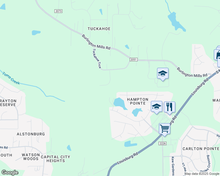 map of restaurants, bars, coffee shops, grocery stores, and more near 4808 Eagleroost Court in Wake Forest