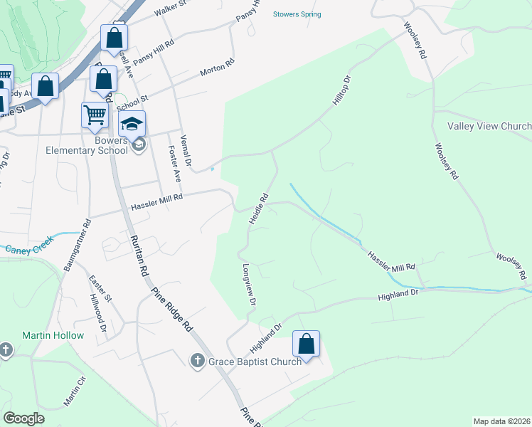 map of restaurants, bars, coffee shops, grocery stores, and more near 602 Hassler Mill Road in Harriman