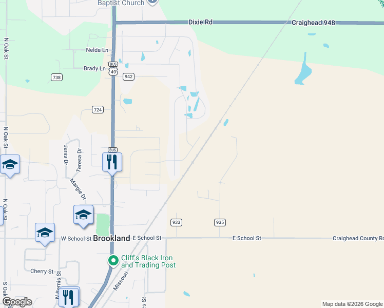 map of restaurants, bars, coffee shops, grocery stores, and more near 352 Davidson Lane in Brookland
