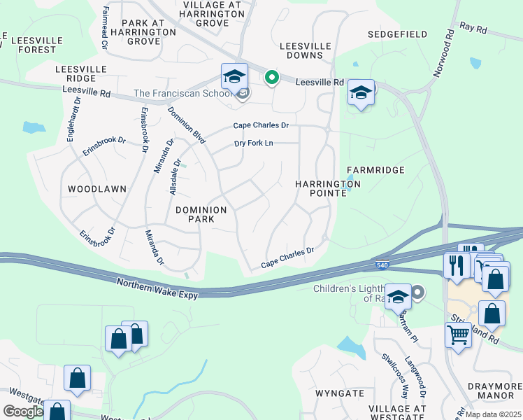 map of restaurants, bars, coffee shops, grocery stores, and more near 9429 Cartersville Court in Raleigh