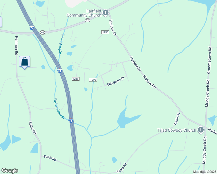 map of restaurants, bars, coffee shops, grocery stores, and more near 2993 Ebb Shore Drive in Archdale