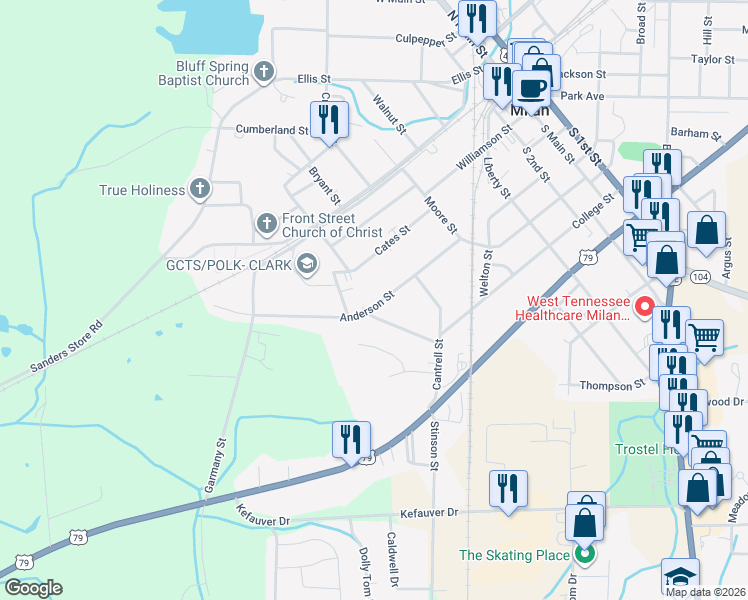 map of restaurants, bars, coffee shops, grocery stores, and more near 4020 Anderson Street in Milan