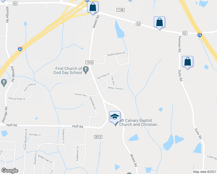 map of restaurants, bars, coffee shops, grocery stores, and more near 6808 Allendale Drive in Archdale