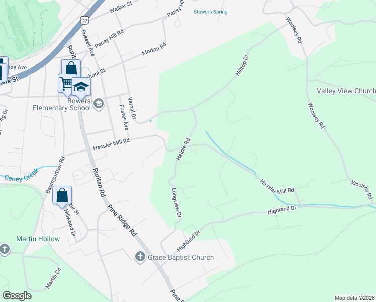 map of restaurants, bars, coffee shops, grocery stores, and more near 602 Hassler Mill Road in Harriman