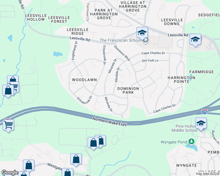 map of restaurants, bars, coffee shops, grocery stores, and more near 5909 Allsdale Drive in Raleigh