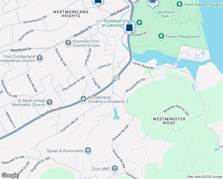 map of restaurants, bars, coffee shops, grocery stores, and more near 1506 Duncan Road in Knoxville