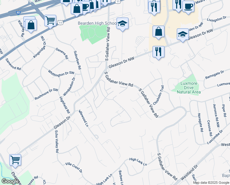 map of restaurants, bars, coffee shops, grocery stores, and more near 8528 Brasilia Court in Knoxville