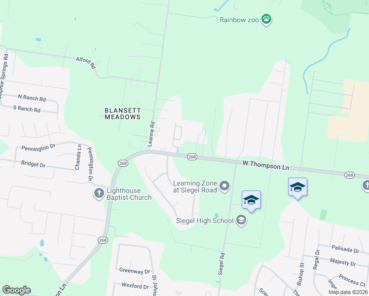 map of restaurants, bars, coffee shops, grocery stores, and more near 708 West Thompson Lane in Murfreesboro