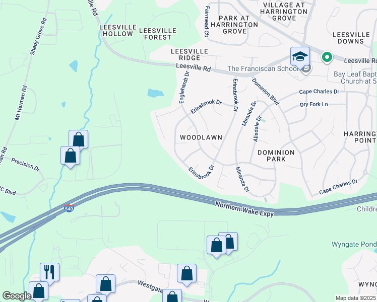 map of restaurants, bars, coffee shops, grocery stores, and more near 9313 Cutright Drive in Raleigh