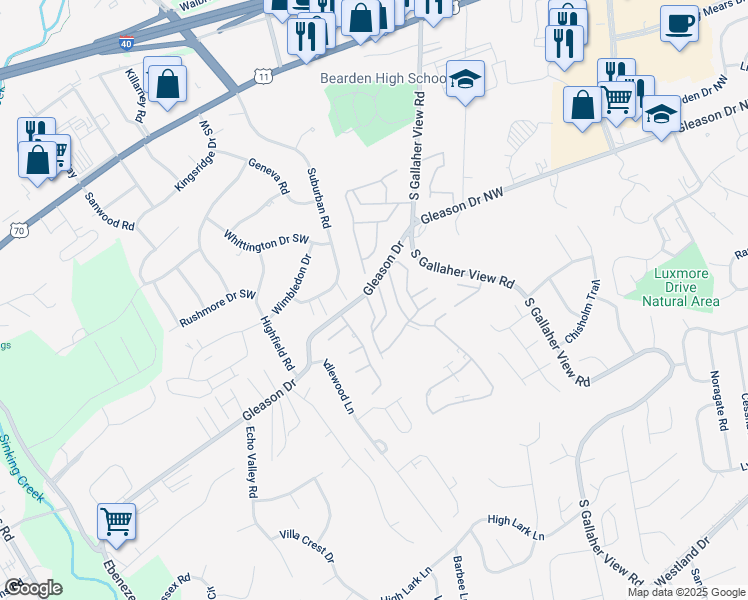 map of restaurants, bars, coffee shops, grocery stores, and more near 407 Dublin Drive in Knoxville