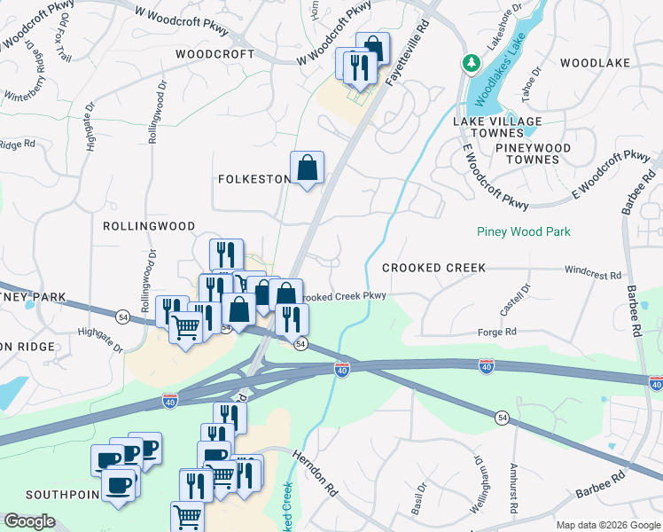 map of restaurants, bars, coffee shops, grocery stores, and more near 700 Laurel Springs Drive in Durham